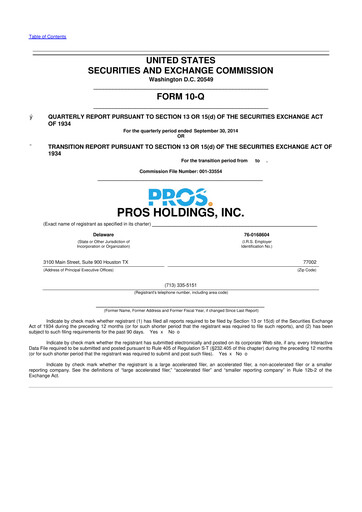 Thumbnail PROS Holdings, Inc.
 10-Q Quarterly Report FY2014 