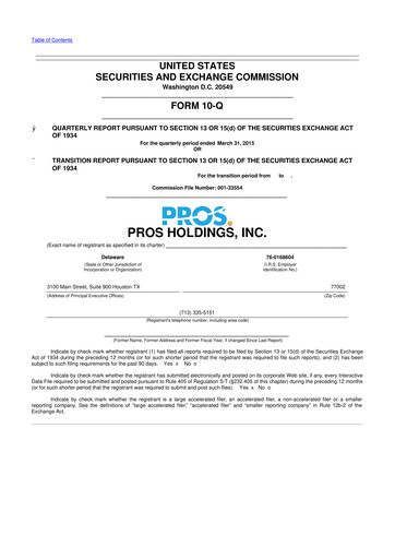 Thumbnail PROS Holdings, Inc.
 10-Q Quarterly Report FY2015 