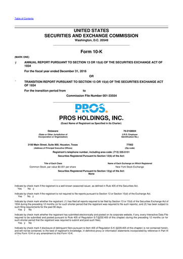 Thumbnail PROS Holdings, Inc.
 10-K Annual Report 2016