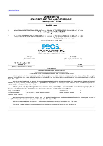 Thumbnail PROS Holdings, Inc.
 10-Q Quarterly Report FY2018 