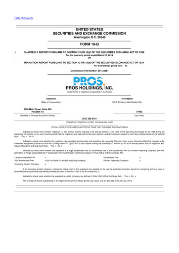 Thumbnail PROS Holdings, Inc.
 10-Q Quarterly Report FY2019 