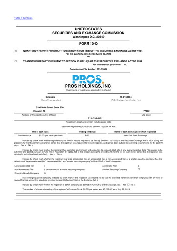 Thumbnail PROS Holdings, Inc.
 10-Q Quarterly Report FY2019 
