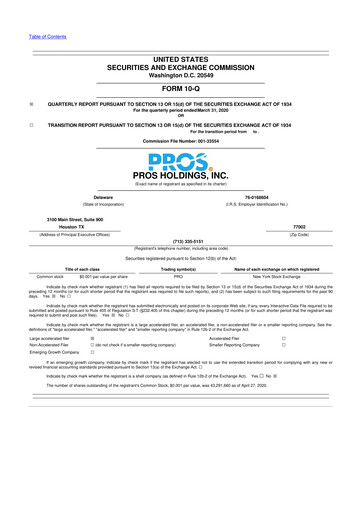 Thumbnail PROS Holdings, Inc.
 10-Q Quarterly Report FY2020 