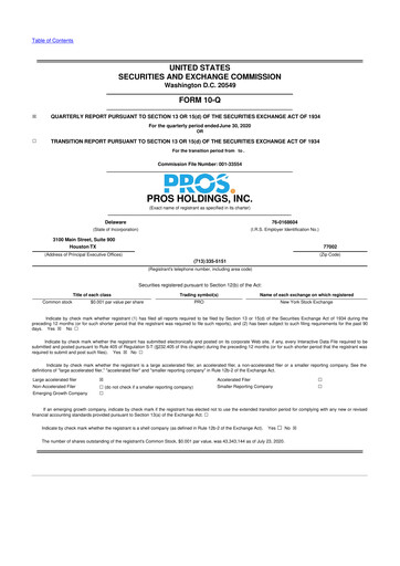 Thumbnail PROS Holdings, Inc.
 10-Q Quarterly Report FY2020 