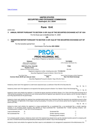 Thumbnail PROS Holdings, Inc.
 10-K Annual Report 2020