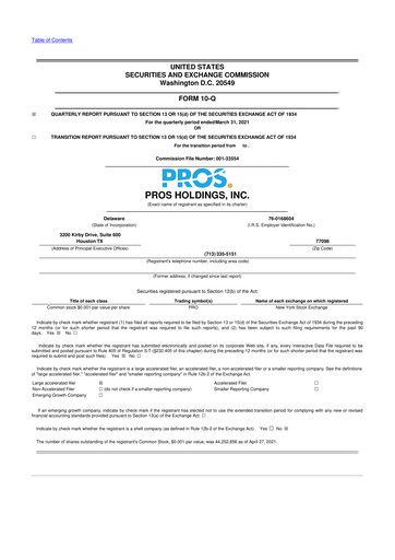 Thumbnail PROS Holdings, Inc.
 10-Q Quarterly Report FY2021 