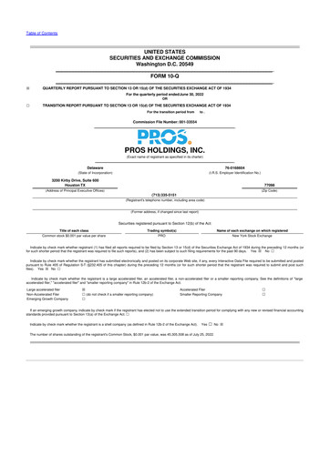 Thumbnail PROS Holdings, Inc.
 10-Q Quarterly Report FY2022 