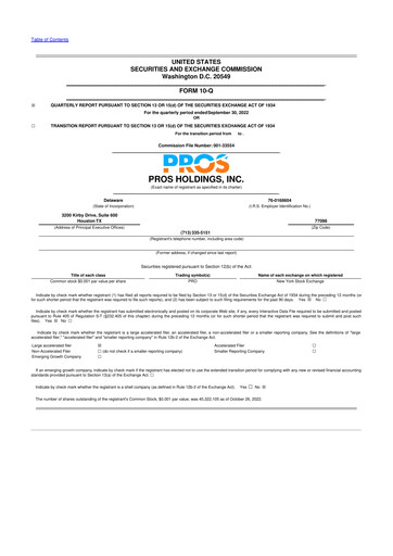 Thumbnail PROS Holdings, Inc.
 10-Q Quarterly Report FY2022 