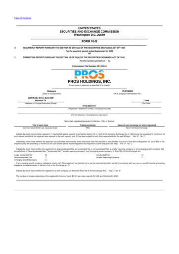 Thumbnail PROS Holdings, Inc.
 10-Q Quarterly Report FY2023 