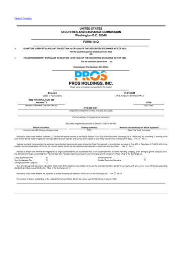 Thumbnail PROS Holdings, Inc.
 10-Q Quarterly Report FY2025 