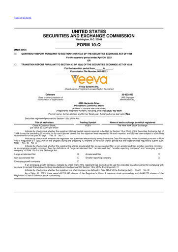 Thumbnail Veeva Systems 10-Q Quarterly Report FY2024 