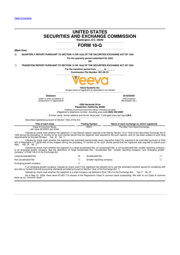 Thumbnail Veeva Systems 10-Q Quarterly Report FY2025 