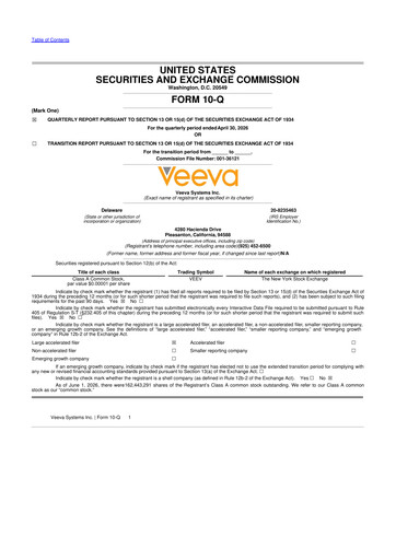 Vorschaubild Veeva Systems 10-Q Quartalsbericht 2027 