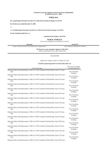 Thumbnail Public Storage 10-K Annual Report 