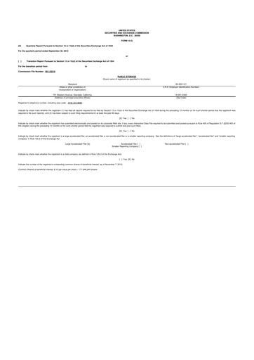 Miniature Public Storage 10-Q Rapport trimestriel 2012 