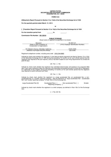 Miniature Public Storage 10-Q Rapport trimestriel 2013 