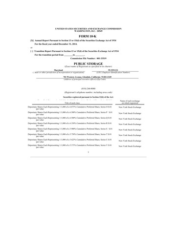 Thumbnail Public Storage 10-K Annual Report 2014