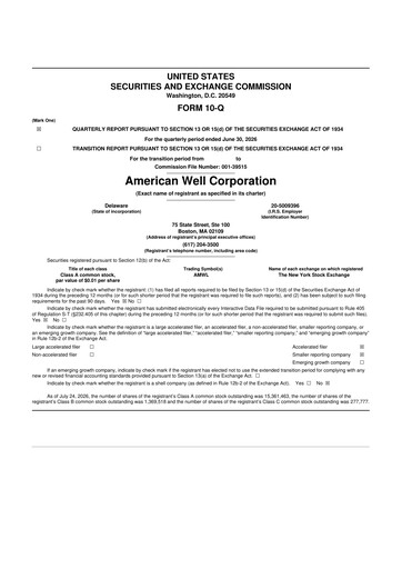 Thumbnail American Well
 10-Q Quarterly Report FY2026 