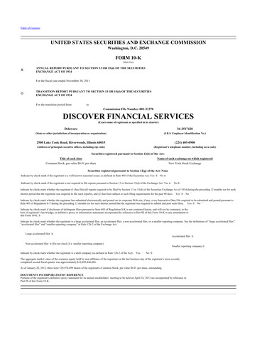 Thumbnail Discover Financial Services 10-K Annual Report 2011
