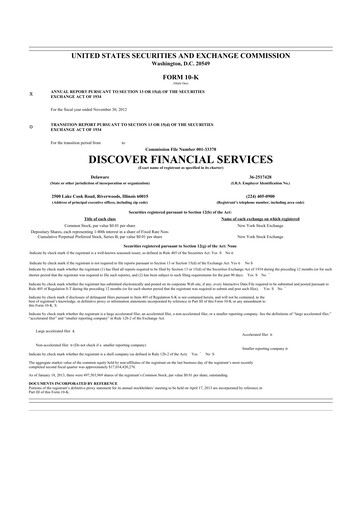 Thumbnail Discover Financial Services 10-K Annual Report 2012