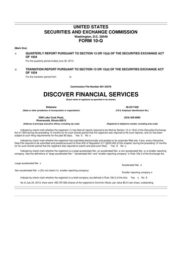Thumbnail Discover Financial Services 10-Q Quarterly Report FY2013 