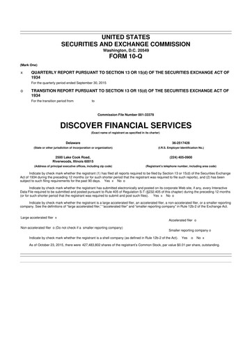 Thumbnail Discover Financial Services 10-Q Quarterly Report FY2015 