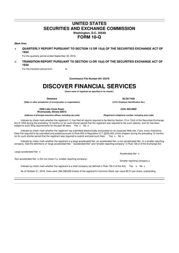 Thumbnail Discover Financial Services 10-Q Quarterly Report FY2016 