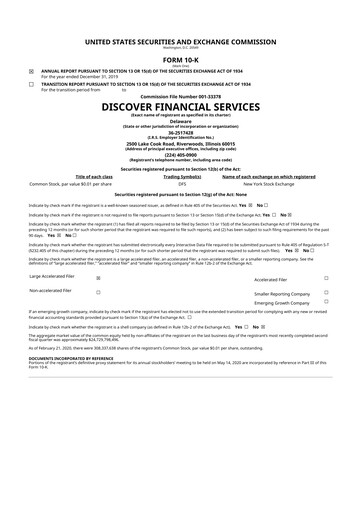 Thumbnail Discover Financial Services 10-K Annual Report 2019