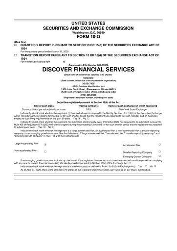 Thumbnail Discover Financial Services 10-Q Quarterly Report FY2020 