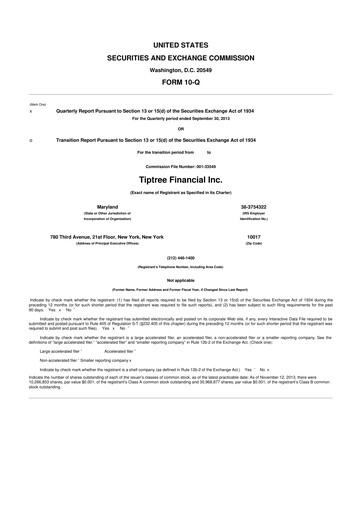 Thumbnail Tiptree 10-Q Quarterly Report FY2013 