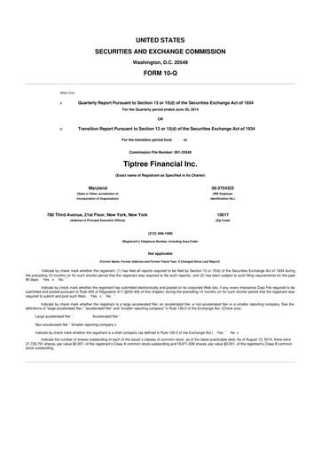 Thumbnail Tiptree 10-Q Quarterly Report FY2014 