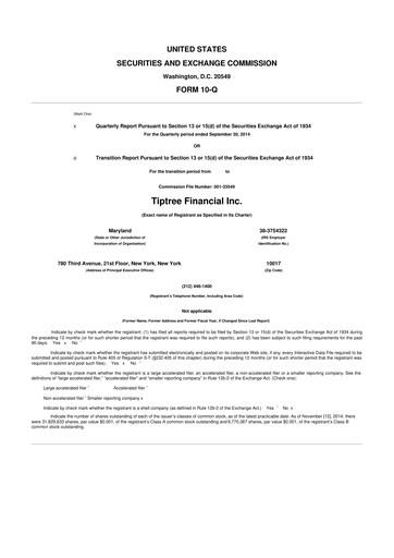 Thumbnail Tiptree 10-Q Quarterly Report FY2014 
