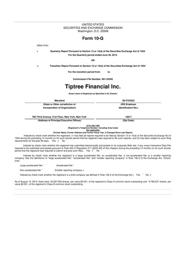Thumbnail Tiptree 10-Q Quarterly Report FY2015 