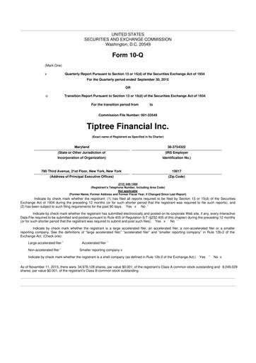 Thumbnail Tiptree 10-Q Quarterly Report FY2015 