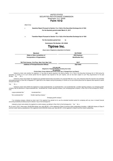 Thumbnail Tiptree 10-Q Quarterly Report FY2017 