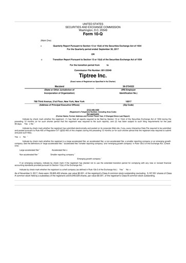 Thumbnail Tiptree 10-Q Quarterly Report FY2017 