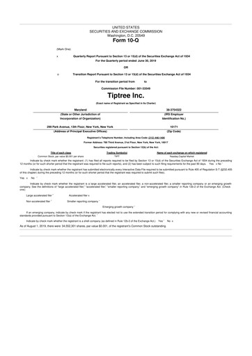 Thumbnail Tiptree 10-Q Quarterly Report FY2019 