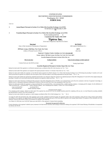 Thumbnail Tiptree 10-K Annual Report 2019