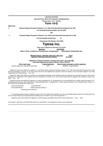 Thumbnail Tiptree 10-Q Quarterly Report FY2022 