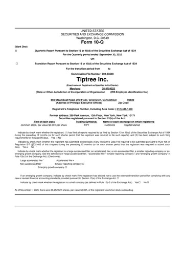 Thumbnail Tiptree 10-Q Quarterly Report FY2022 