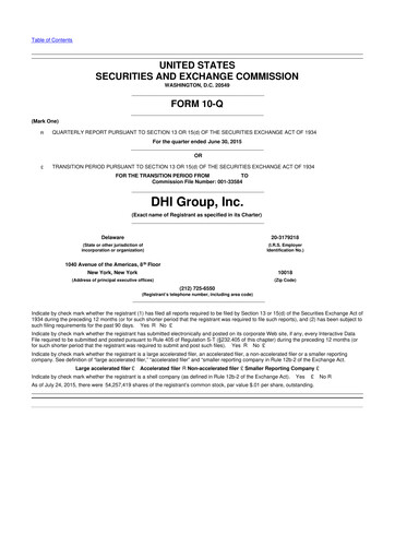 Thumbnail DHI Group 10-Q Quarterly Report FY 