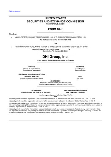 Miniature DHI Group 10-K Rapport annuel 
