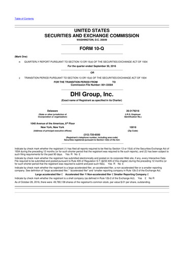 Thumbnail DHI Group 10-Q Quarterly Report FY2016 