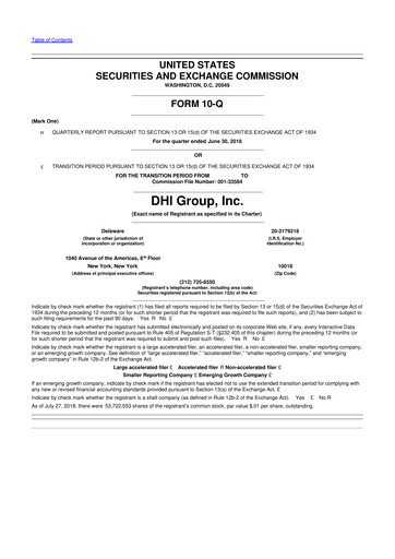 Thumbnail DHI Group 10-Q Quarterly Report FY2018 