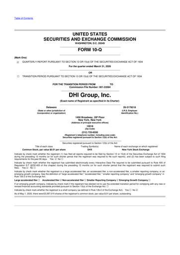 Thumbnail DHI Group 10-Q Quarterly Report FY2020 