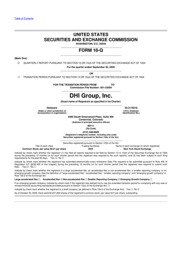 Thumbnail DHI Group 10-Q Quarterly Report FY2020 