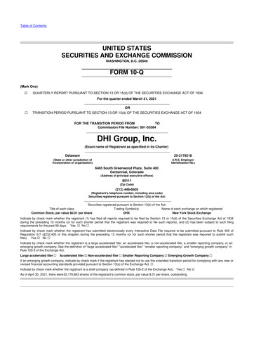 Thumbnail DHI Group 10-Q Quarterly Report FY2021 