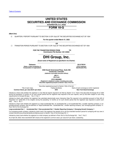 Thumbnail DHI Group 10-Q Quarterly Report FY2022 