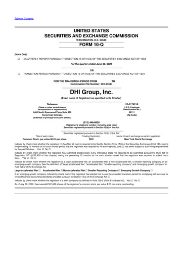 Thumbnail DHI Group 10-Q Quarterly Report FY2022 