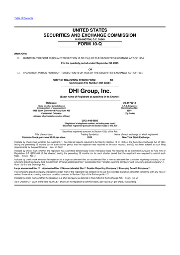 Thumbnail DHI Group 10-Q Quarterly Report FY2023 